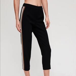 Aritzia Babaton Conan Black Side Stripe High Rise Cropped Pants Size 10